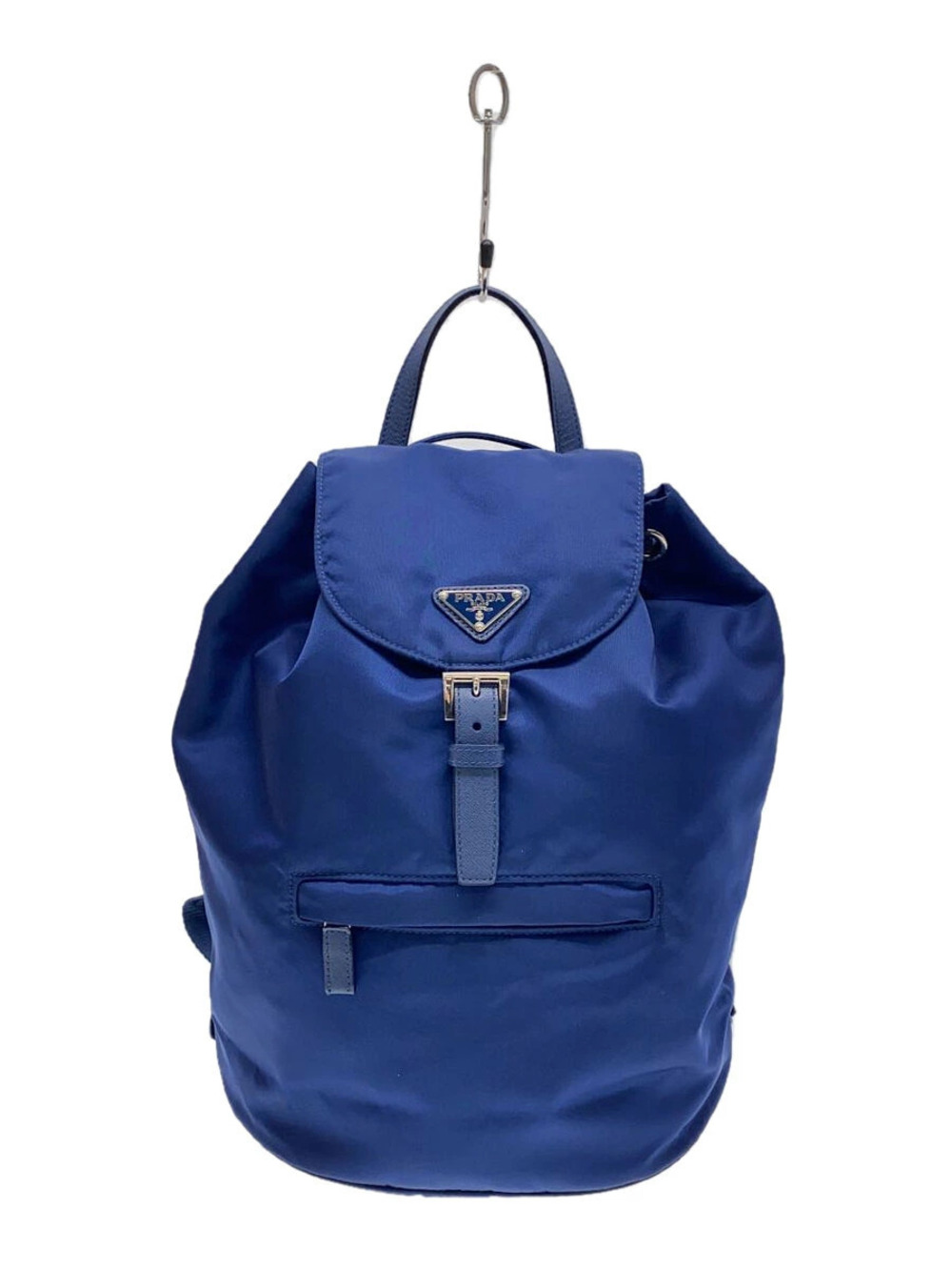 Prada Triangle Plate Triangle Backpack Rucksack BLUE Bag